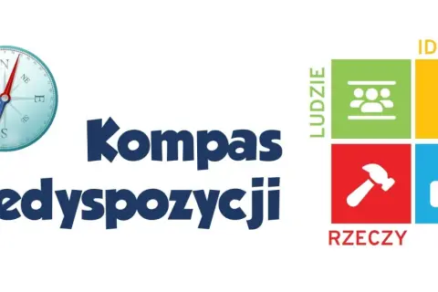 Kompas Predyspozycji: jak czytać kompas, by odkryć swoje talenty. Grafika z kompasem i czterema polami: ludzie, idee, rzeczy, dane.